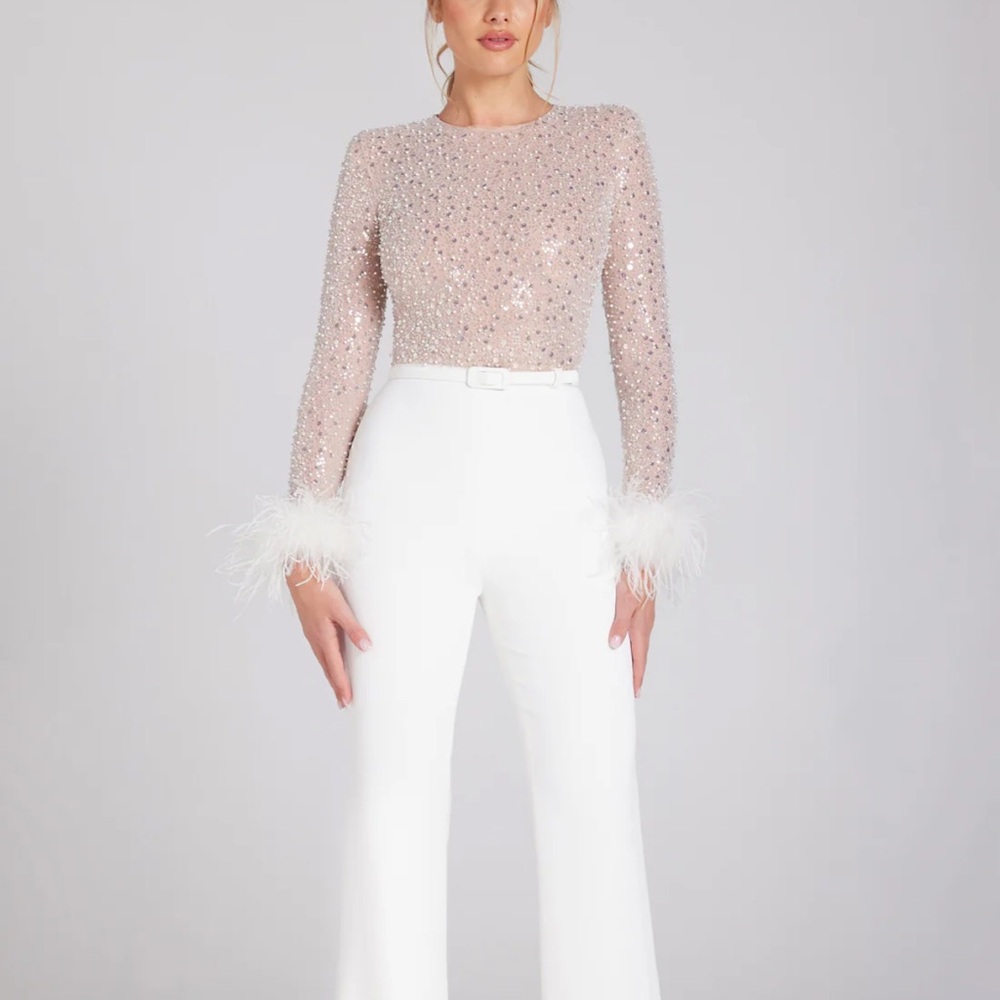 Nadine Merabi Amelia White Jumpsuit